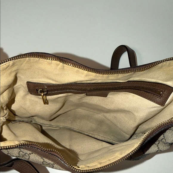 Gucci Ophidia Beige and Brown Shoulder Crossbody Bag with Green and Red Stripe - Picture 6 of 8